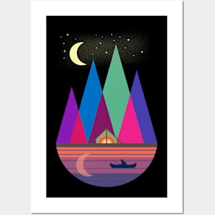 Camping and fishing in the moonlight Posters and Art